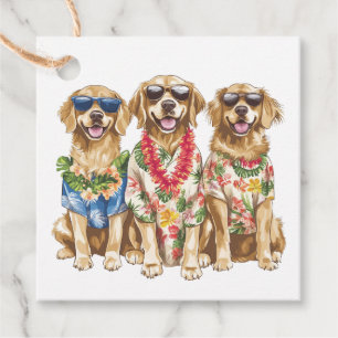Hawaiian Golden Retriever Dogs Flower Lei Favour Tags