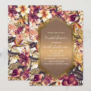 Hawaiian Golden Tropics Elegant Bridal Shower Invitation
