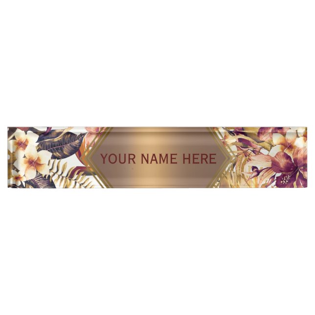 Hawaiian Golden Tropics Elegant Vintage Glam Nameplate (Front)
