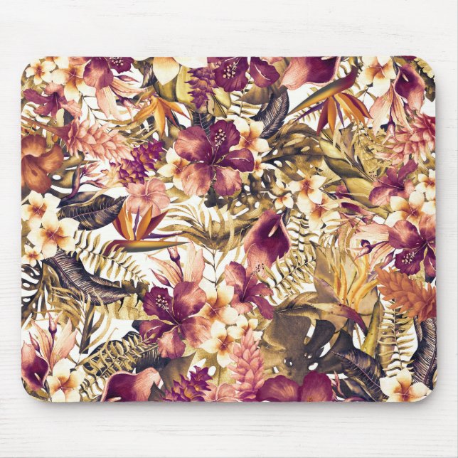 Hawaiian Golden Tropics Elegant Vintage Modern Mouse Mat (Front)
