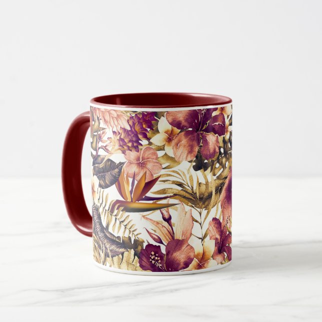 Hawaiian Golden Tropics Elegant Vintage Modern Mug (Front Left)