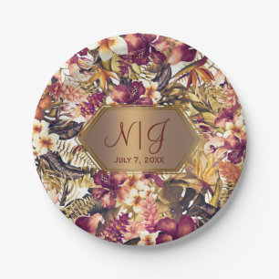 Hawaiian Golden Tropics Elegant Vintage Modern Paper Plate