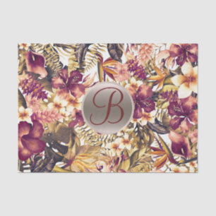 Hawaiian Golden Tropics Monogram Letter Initial Tissue Paper