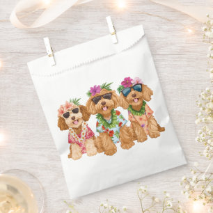 Hawaiian Goldendoodle Dogs Flower Lei Favour Bags