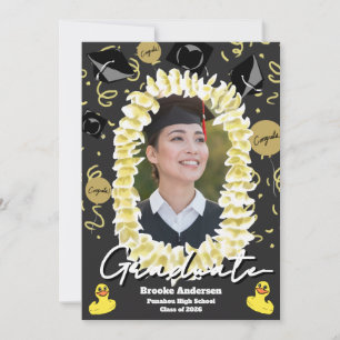 Hawaiian Graduation Plumeria Lei Confetti Photo Card