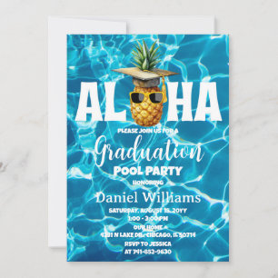 Hawaiian Graduation Pool Party Invitation