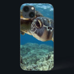 Hawaiian Green Sea Turtle iPhone 13 Case<br><div class="desc">A Hawaiian gree sea turtle investigates his reflection in my dome port. © and ® Bigstock® - All Rights Reserved.</div>