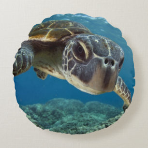 Hawaiian Green Sea Turtle Round Cushion