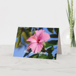Hawaiian Happy Birthday Very Pink Hibiscus Card