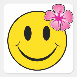 Hawaiian Happy Face Square Sticker