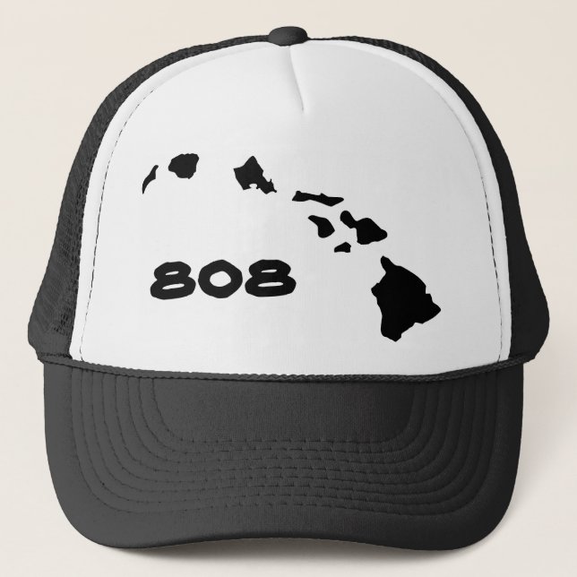 Hawaiian Hawaiian Islands 808 Trucker Hat (Front)