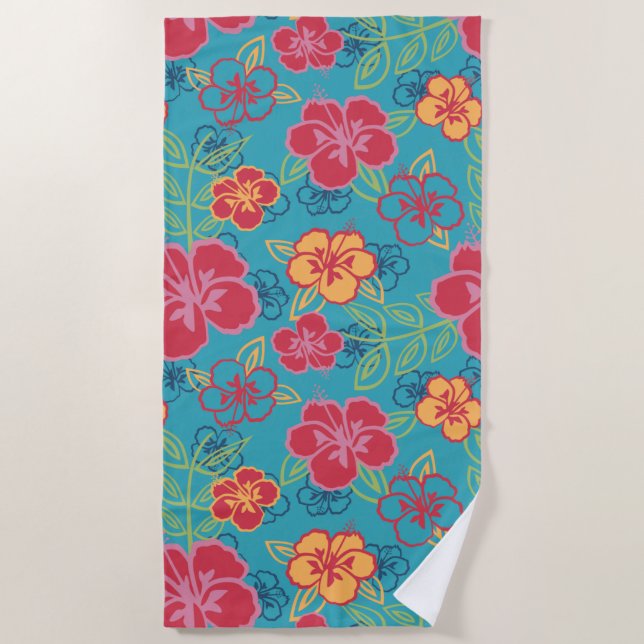 Hawaiian Hibiscus Beach Towel (Front)