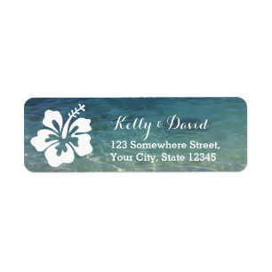 Hawaiian Hibiscus Beach Wedding Return Address
