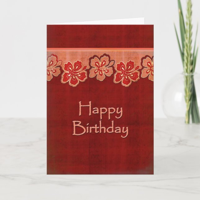 Hawaiian Hibiscus Birthday Card (Front)