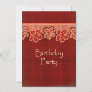Hawaiian Hibiscus Birthday Party Invitation