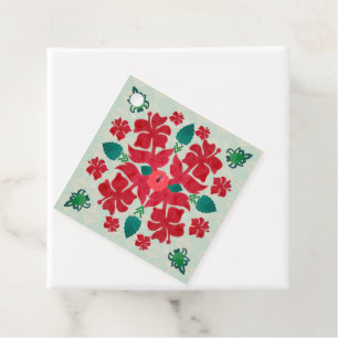 Hawaiian Hibiscus Christmas Quilt Gift Tag