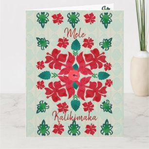 Hawaiian Hibiscus Christmas Quilt Pattern  Card