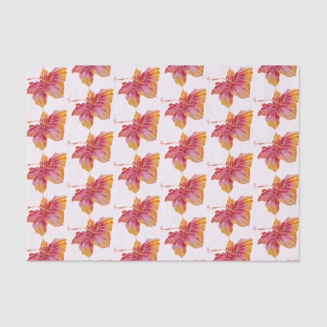 Hawaiian Hibiscus Floral Pattern 10lb Tissue Paper (Front)