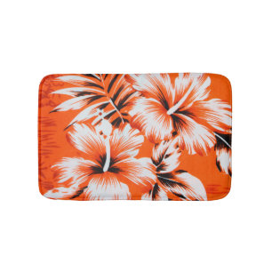 Hawaiian Hibiscus Flower Background Bath Mat