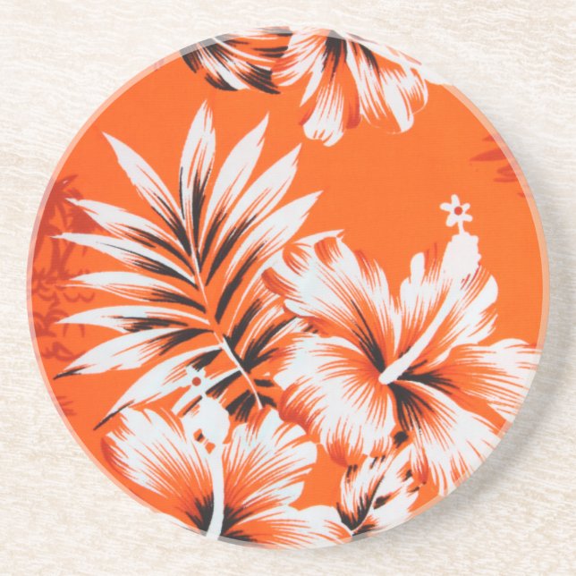 Hawaiian Hibiscus Flower Background Coaster (Front)