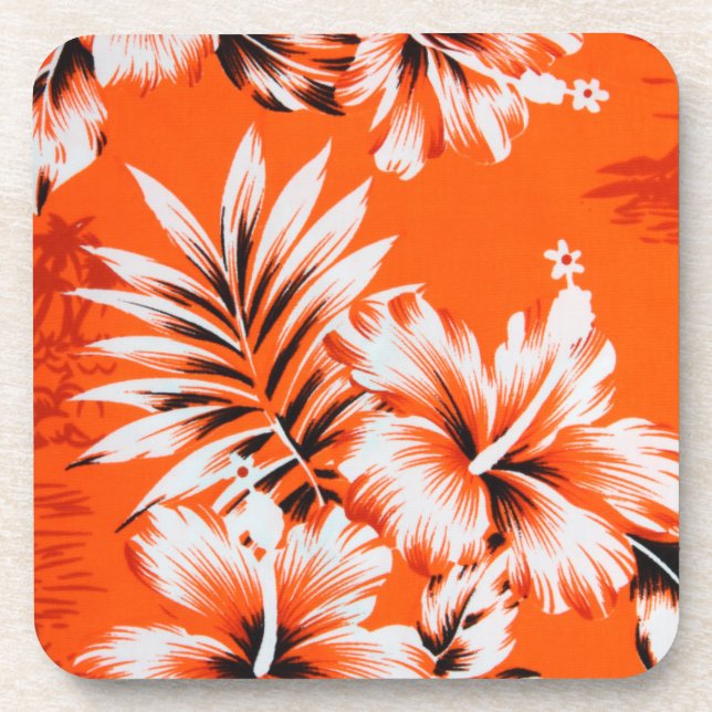 Hawaiian Hibiscus Flower Background Coaster (Front)