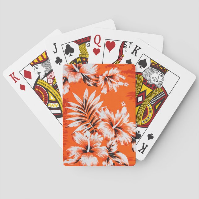 Hawaiian Hibiscus Flower Background Playing Cards (Back)