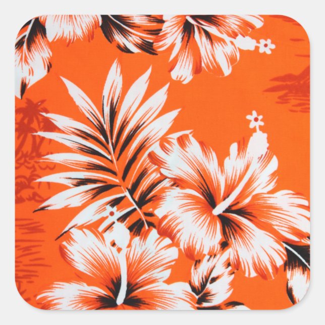 Hawaiian Hibiscus Flower Background Square Sticker (Front)