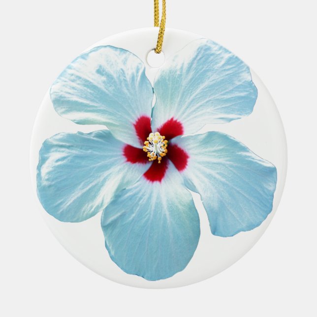 Hawaiian Hibiscus Flower Ceramic Tree Decoration (Front)
