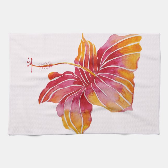 Hawaiian Hibiscus Flower Kitchen Towel 16" x 24" (Horizontal)