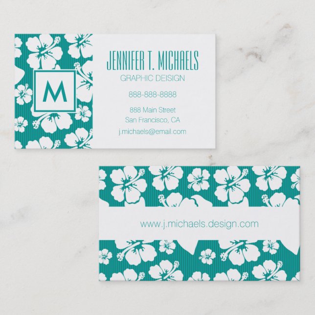 Hawaiian Hibiscus Flower Pattern Business Card (Front/Back)