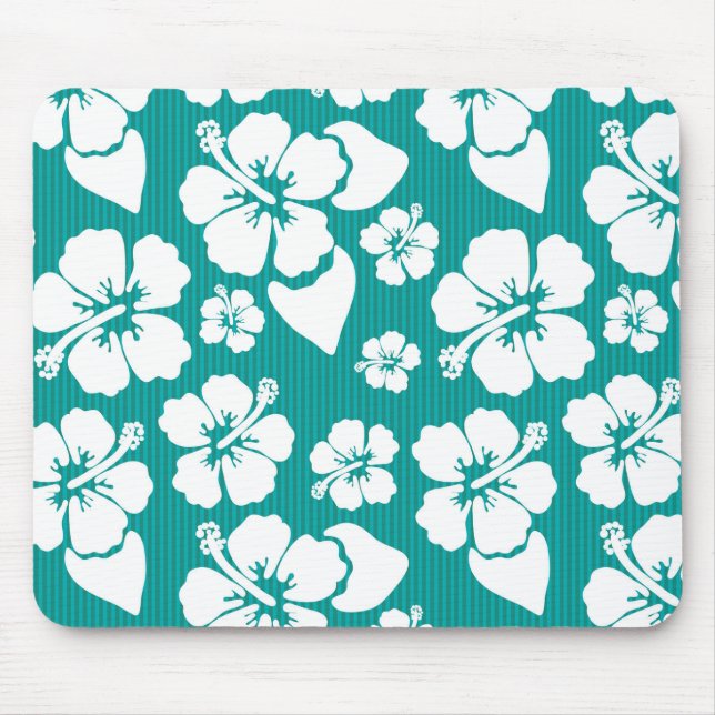 Hawaiian Hibiscus Flower Pattern Mouse Mat (Front)