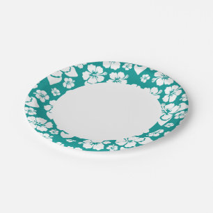 Hawaiian Hibiscus Flower Pattern Paper Plate