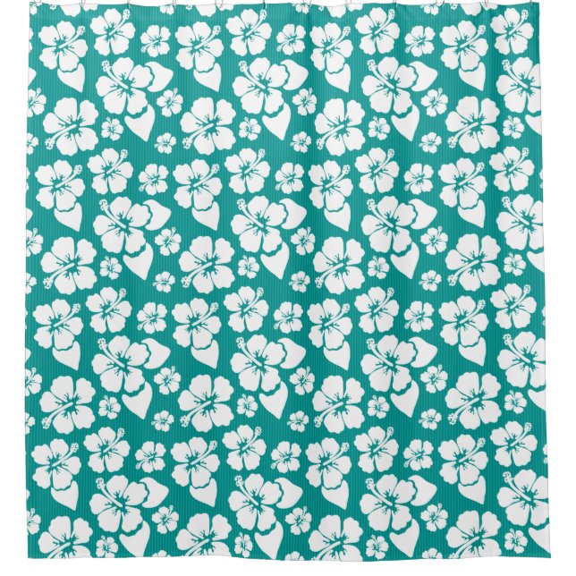 Hawaiian Hibiscus Flower Pattern Shower Curtain (Front)