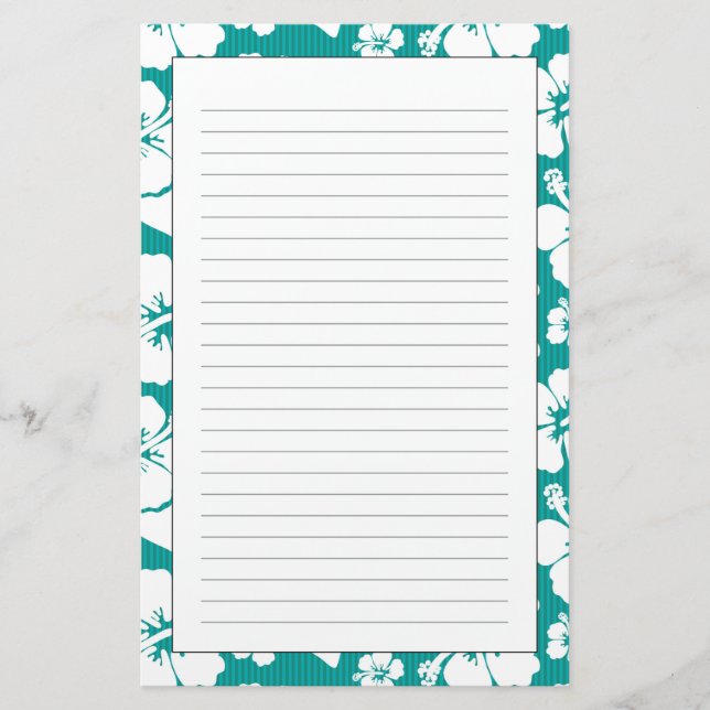 Hawaiian Hibiscus Flower Pattern Stationery (Front)