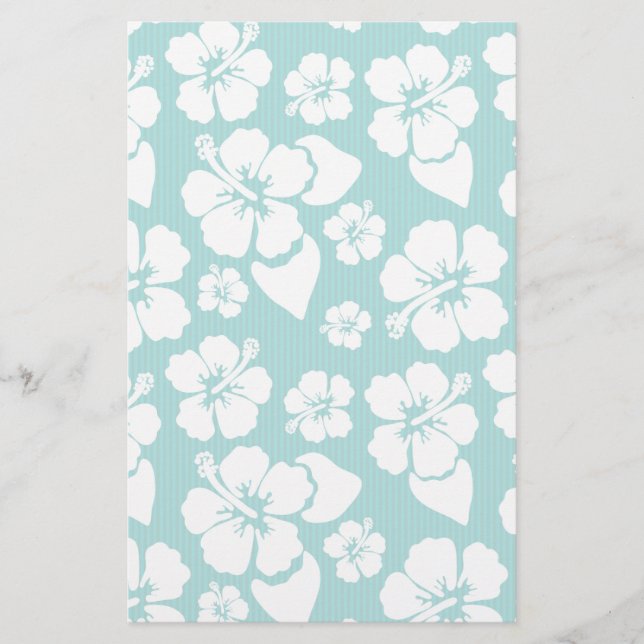 Hawaiian Hibiscus Flower Pattern Stationery (Front)