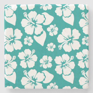 Hawaiian Hibiscus Flower Pattern Stone Coaster