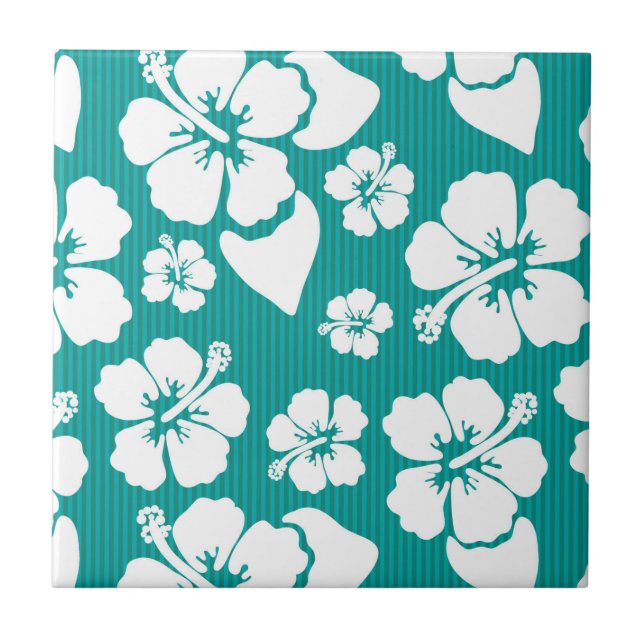 Hawaiian Hibiscus Flower Pattern Tile (Front)