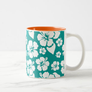 Hawaiian Hibiscus Flower Pattern Two-Tone Coffee Mug