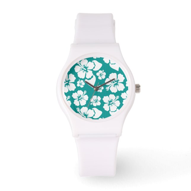 Hawaiian Hibiscus Flower Pattern Watch (Front)