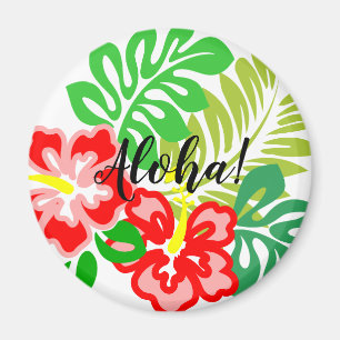 Hawaiian Hibiscus Flower Print Magnet