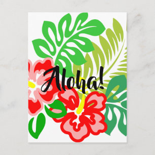Hawaiian Hibiscus Flower Print Postcard