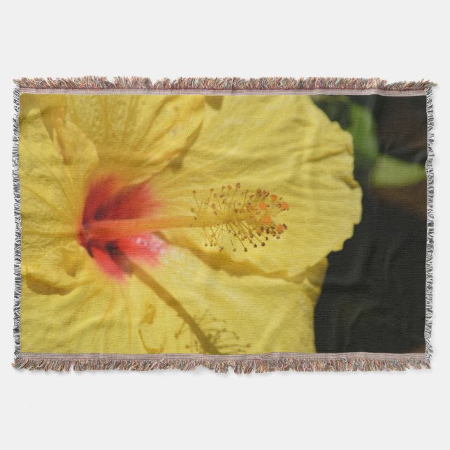 Hawaiian Hibiscus Flower Throw Blanket (Front)