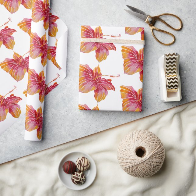 Hawaiian Hibiscus Flower Wrapping Paper (Crafts)