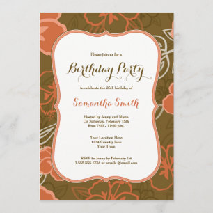 Hawaiian Hibiscus Flowers Birthday Invitation