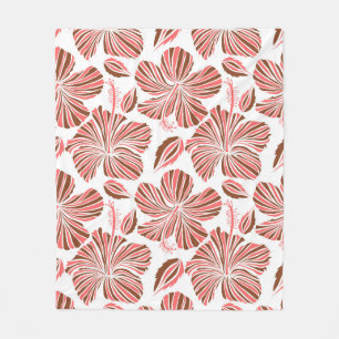 Hawaiian hibiscus flowers: brown tropical style. fleece blanket