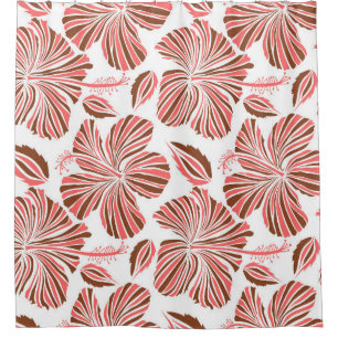 Hawaiian hibiscus flowers: brown tropical style. shower curtain