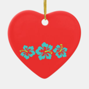 Hawaiian Hibiscus Flowers Ceramic Tree Decoration
