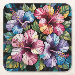 Hawaiian Hibiscus Flowers Coaster Set