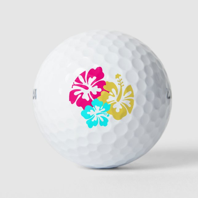 Hawaiian Hibiscus Flowers Golf Balls (Front)