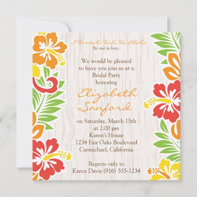 Hawaiian Hibiscus Flowers Invitation (Front)